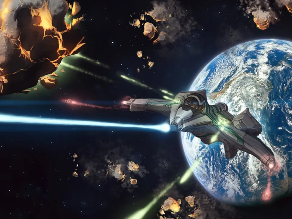 Backdrop artwork for Asteroids Deluxe