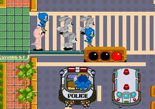 Backdrop artwork for Waku Waku Sonic Patrol Car