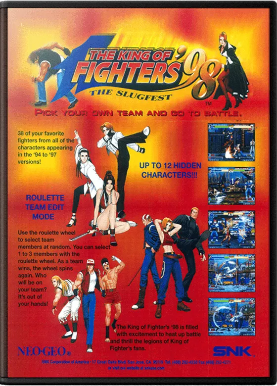 The King of Fighters '98: The Slugfest / King of Fighters '98: Dream Match Never Ends cover art for Arcade