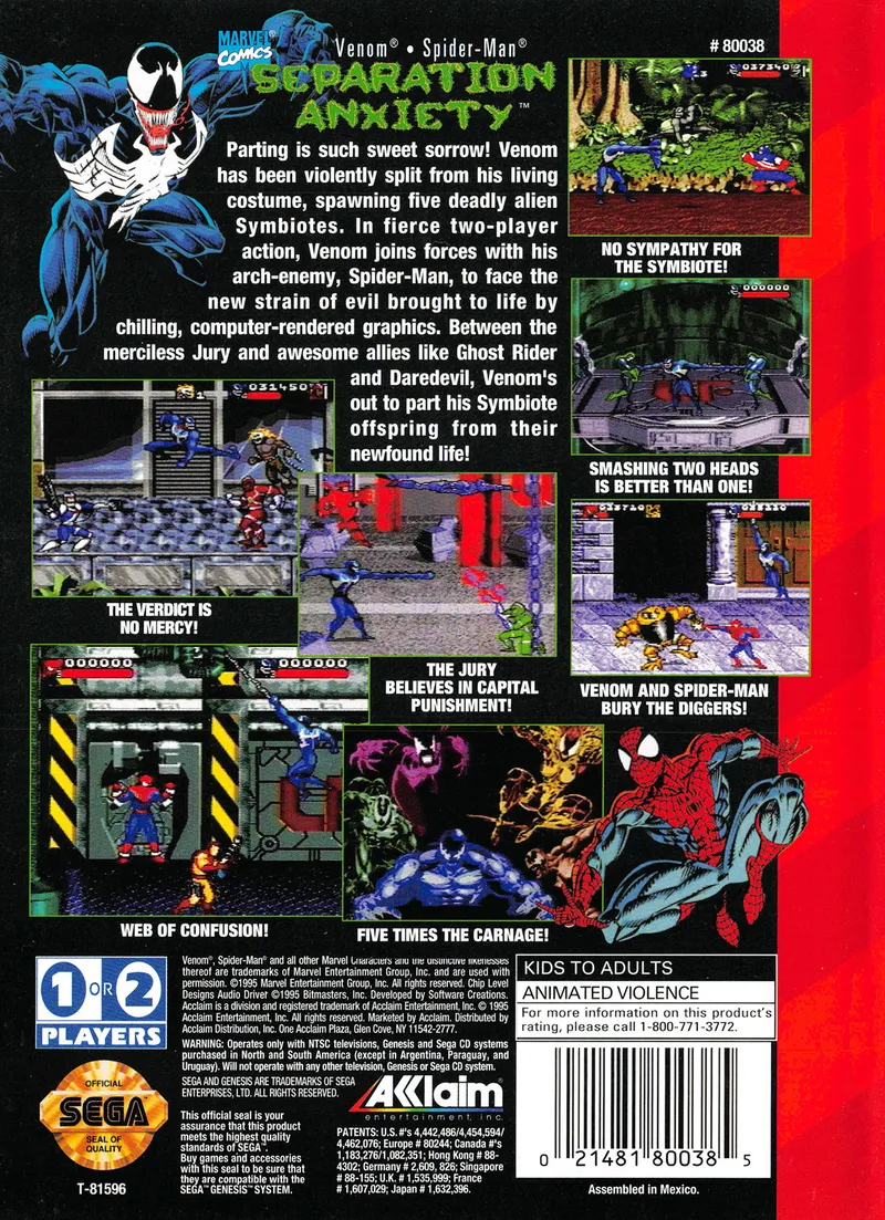 Venom • Spider-Man: Separation Anxiety box back