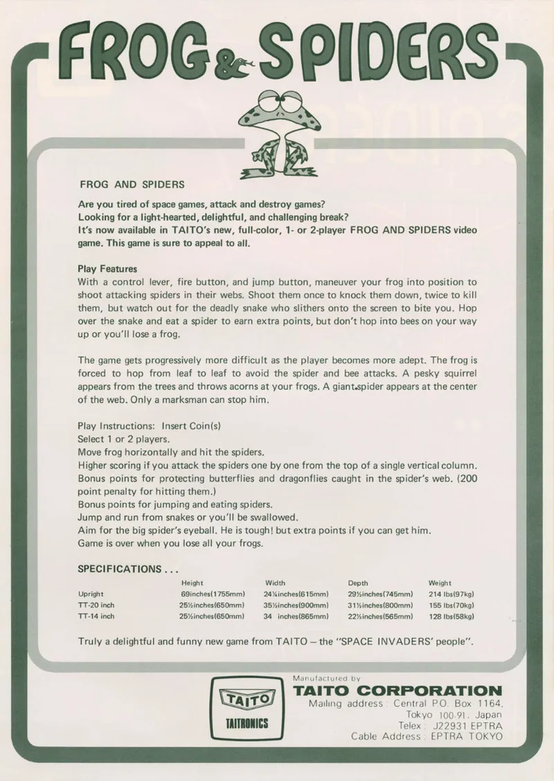 Frog & Spiders box back