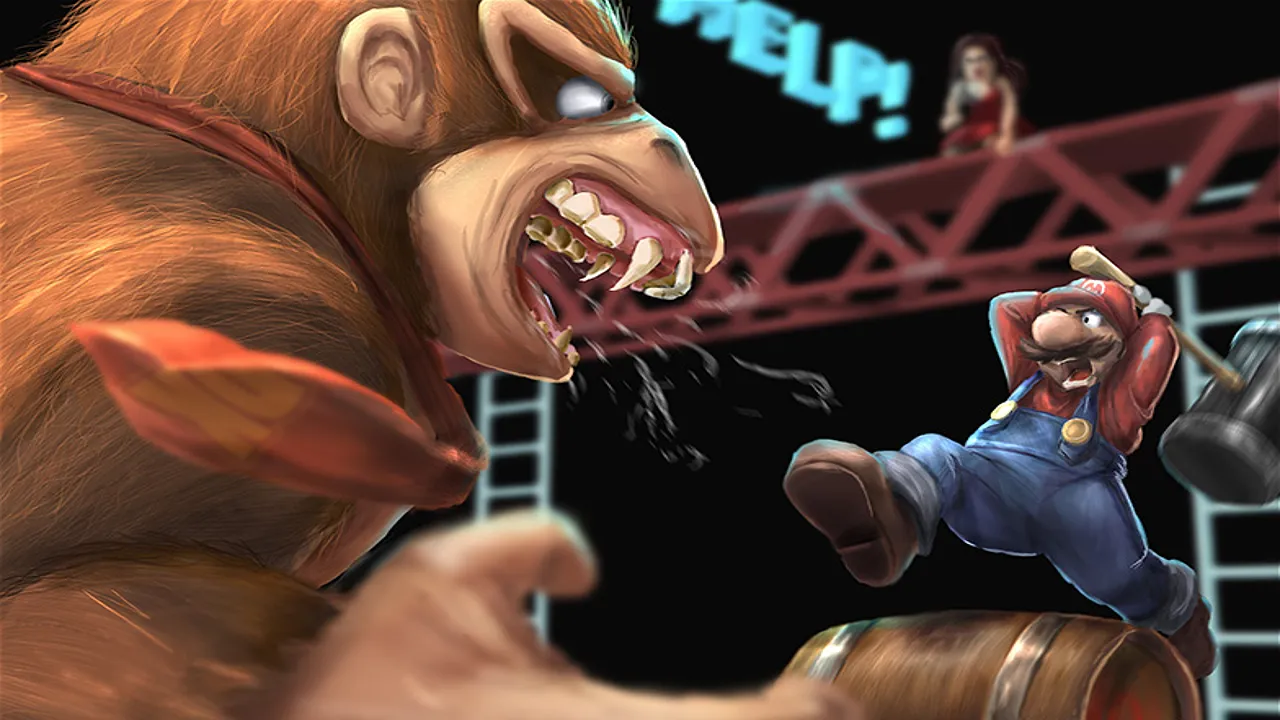 Backdrop artwork for Donkey Kong