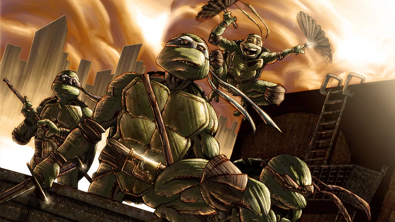 Backdrop artwork for Teenage Mutant Hero Turtles: Turtles in Time
