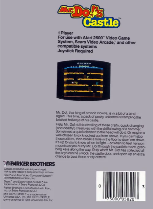 Mr. Do!'s Castle box back