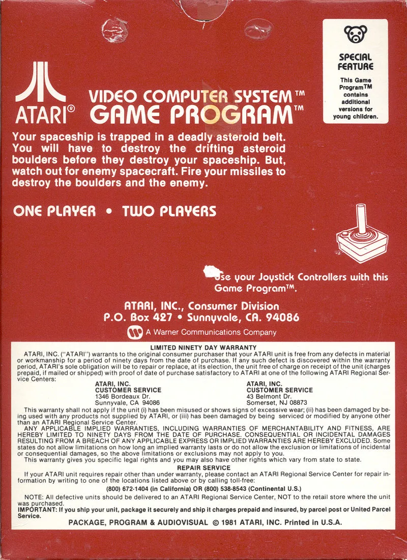 Asteroids box back