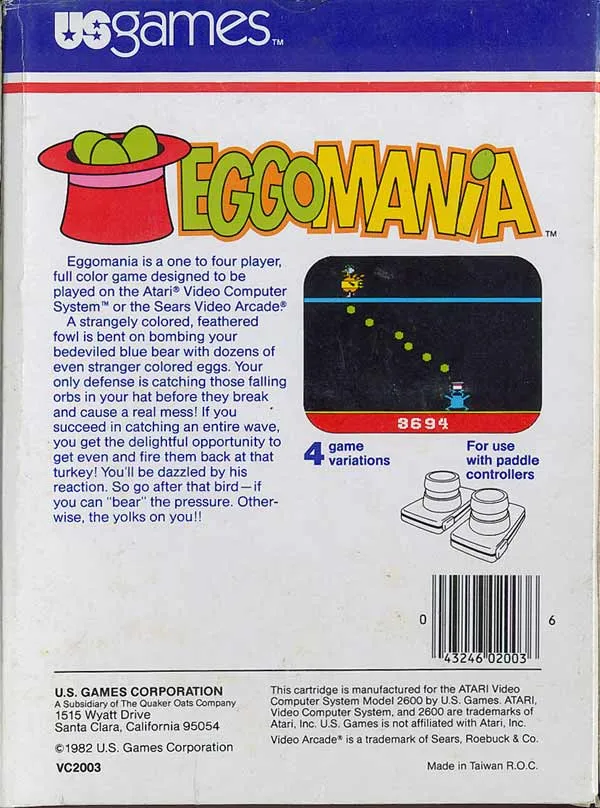 Eggomania box back