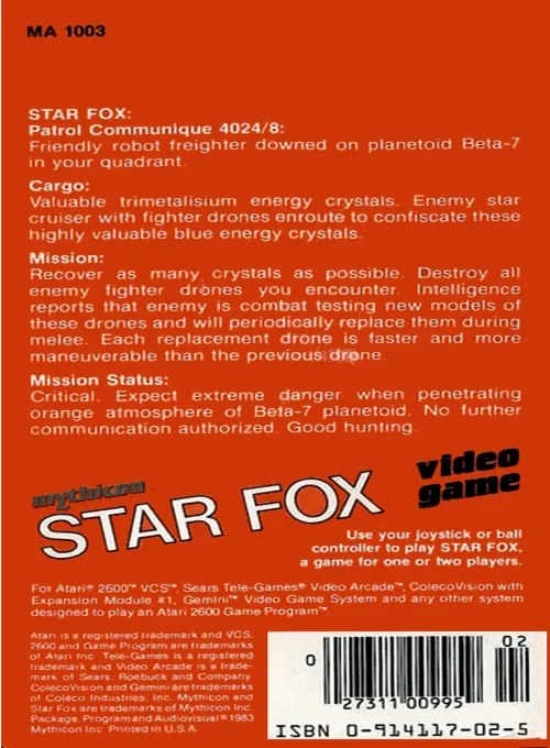 Star Fox box back