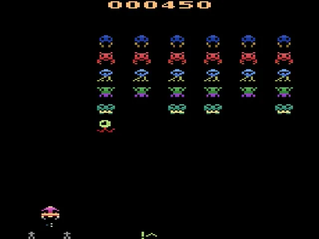 Backdrop artwork for Rainbow Invaders