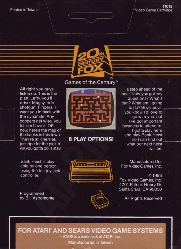 Bank Heist box back