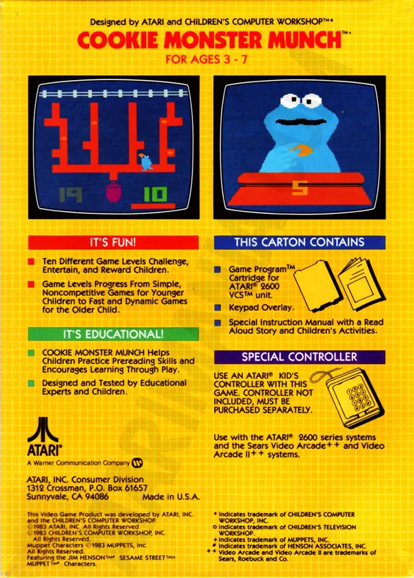 Cookie Monster Munch box back