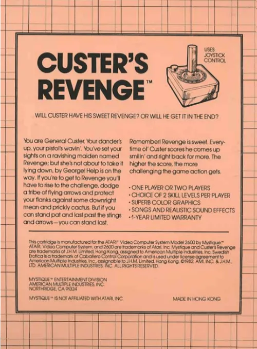 Custer's Revenge box back