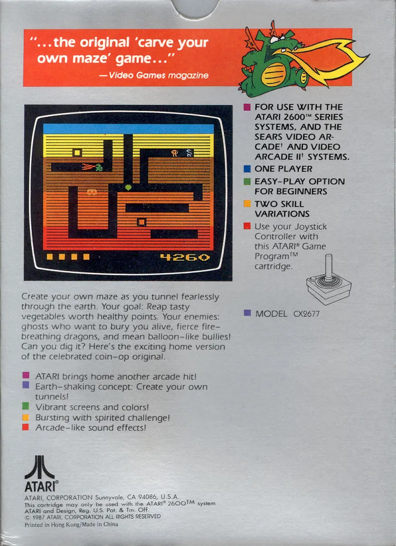 Dig Dug box back