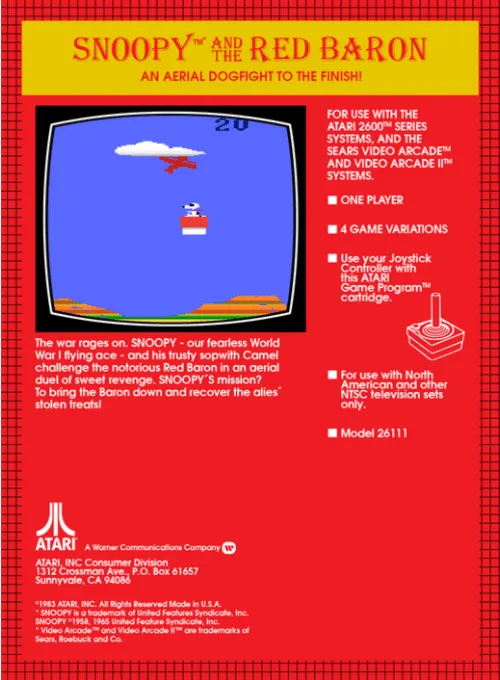 Snoopy and the Red Baron box back