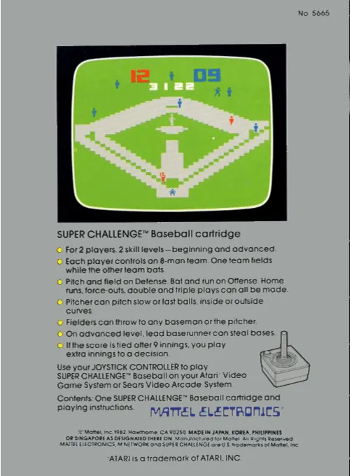 Super Challenge Baseball box back