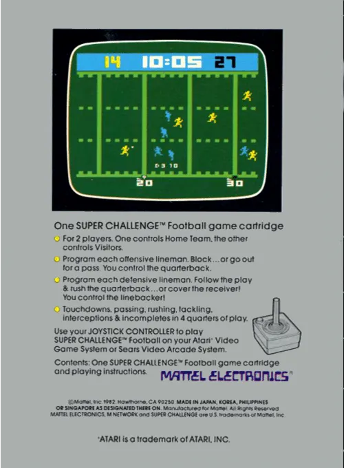 Super Challenge Football box back