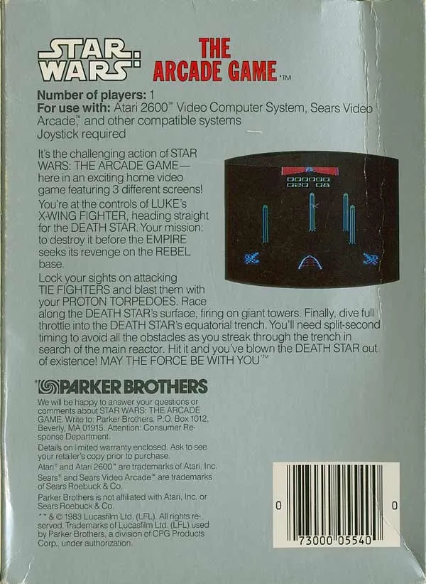 Star Wars: The Arcade Game box back