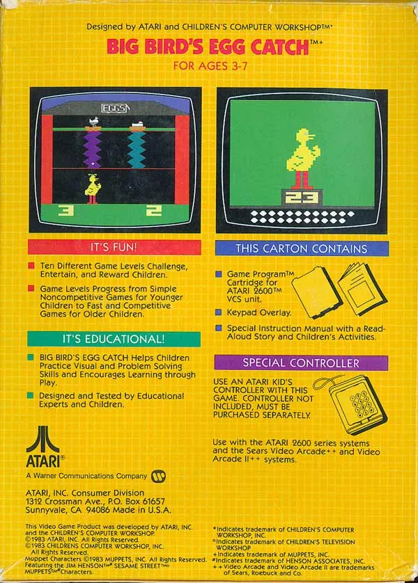 Big Bird's Egg Catch box back