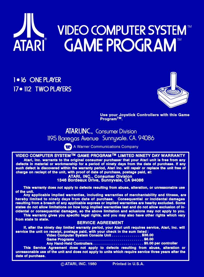 Space Invaders box back