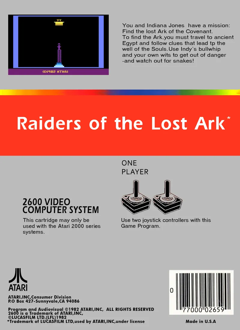 Raiders of the Lost Ark box back