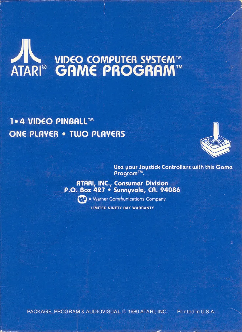 Video Pinball box back