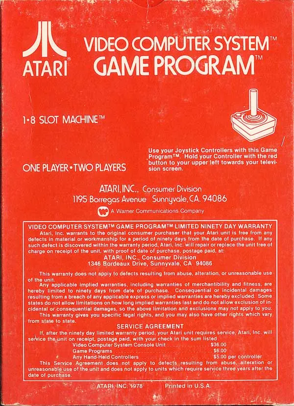Slot Machine box back
