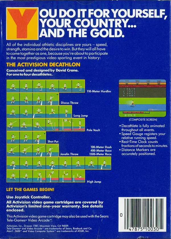 The Activision Decathlon box back