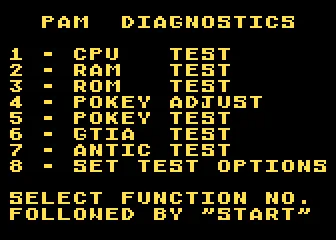 Atari PAM Diagnostics screenshot