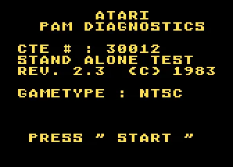 Atari PAM Diagnostics title screen