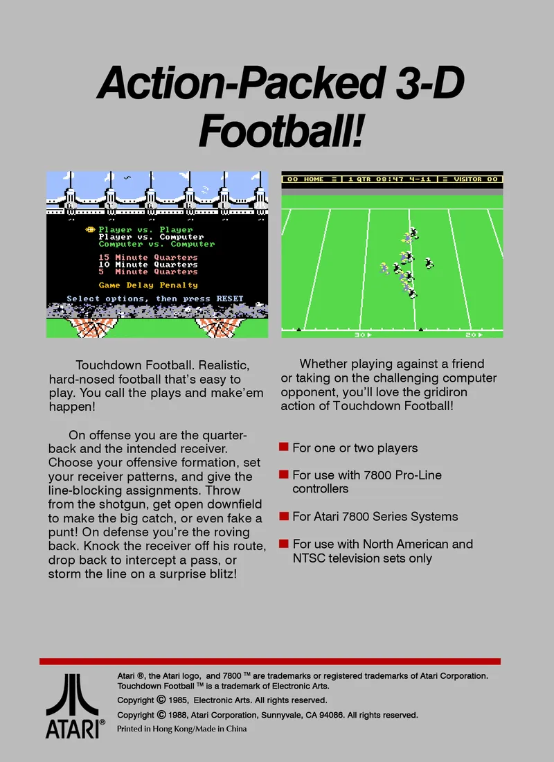 Touchdown Football box back