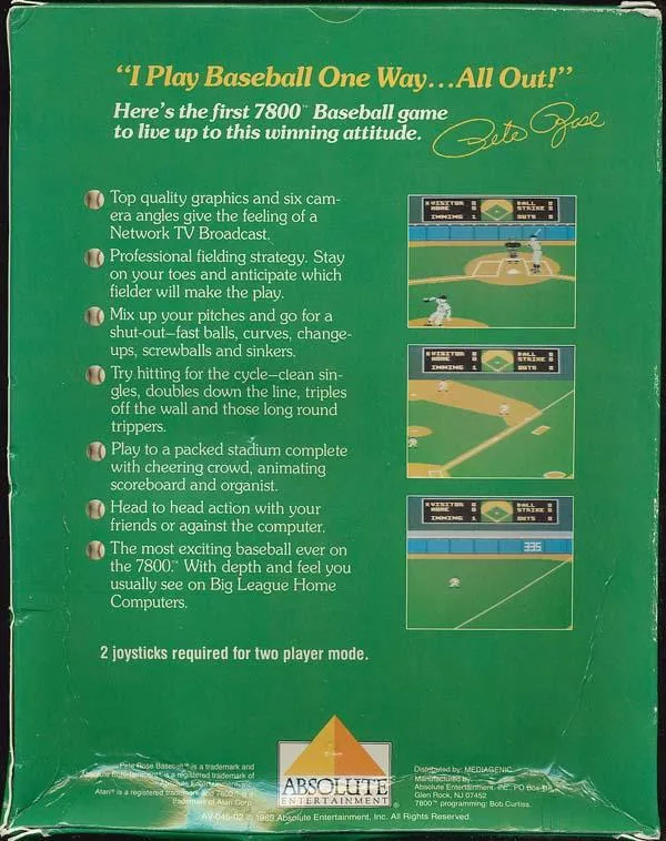 Pete Rose Baseball box back