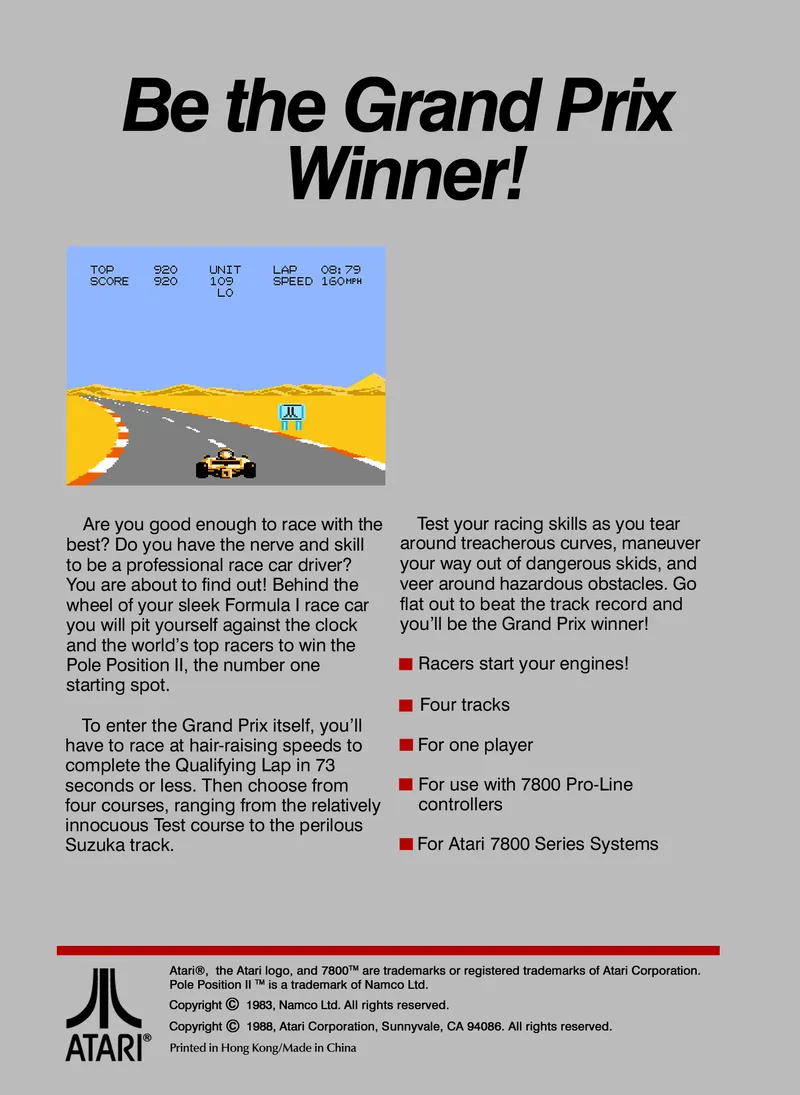 Pole Position II box back