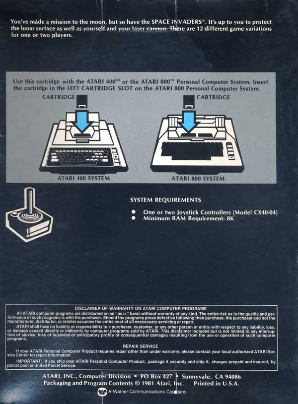 Space Invaders box back