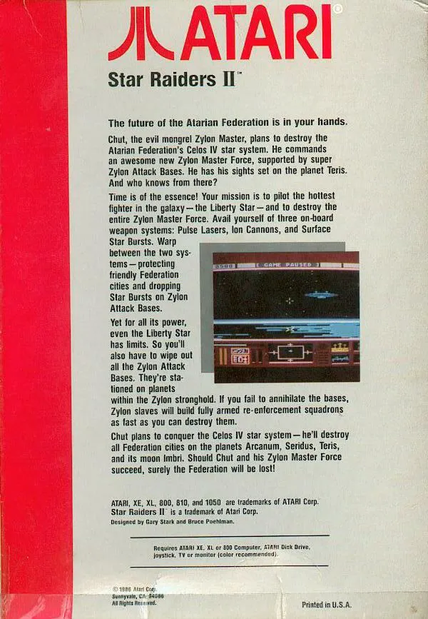 Star Raiders II box back