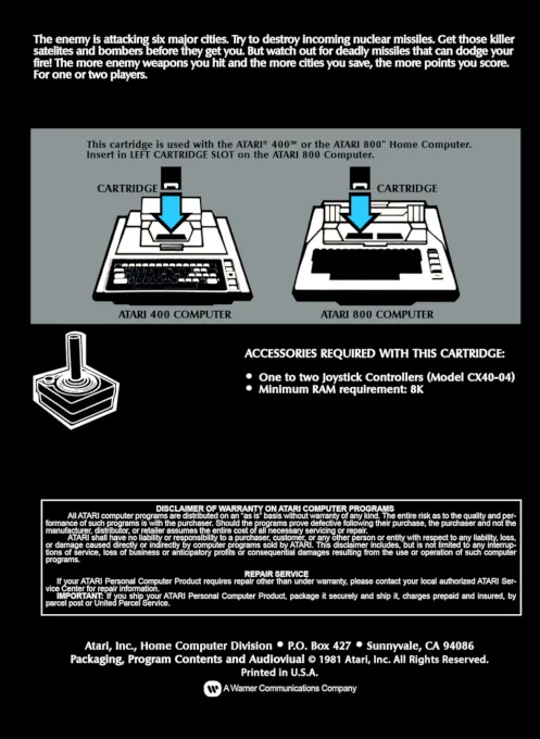 Missile Command box back
