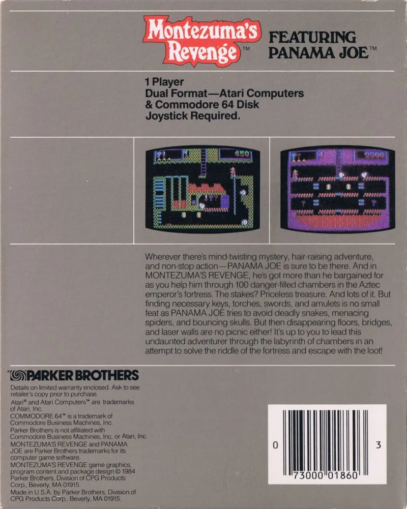 Montezuma's Revenge box back