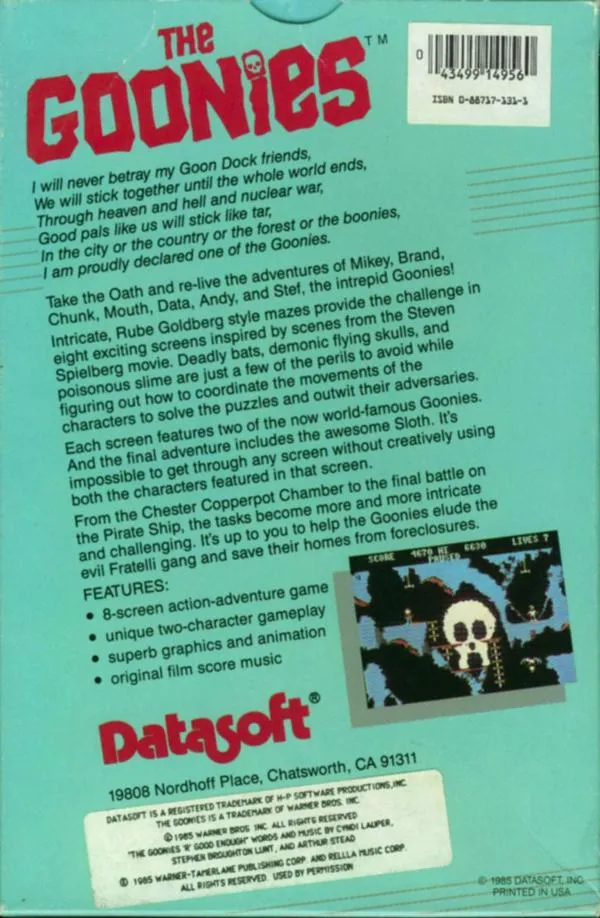 The Goonies box back