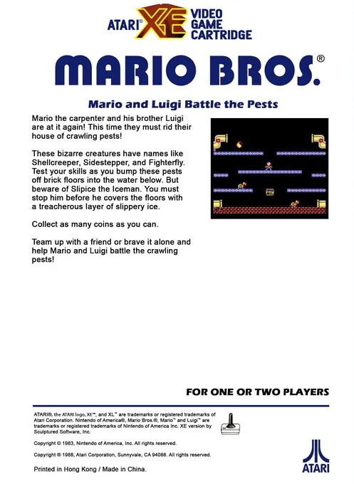 Mario Bros. box back