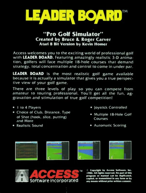 Leader Board Golf box back