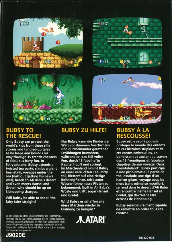 Bubsy in Fractured Furry Tales box back