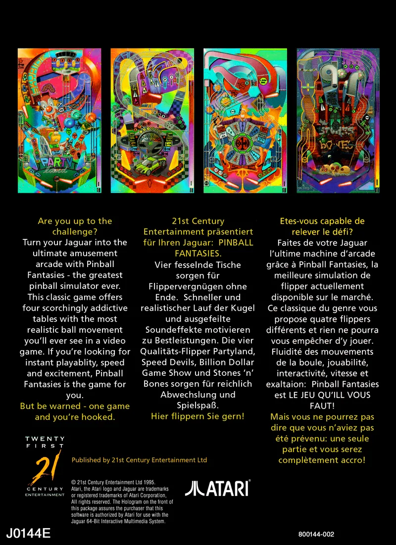 Pinball Fantasies box back