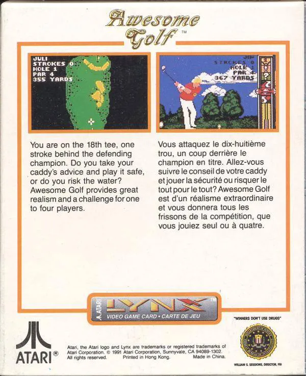 Awesome Golf box back