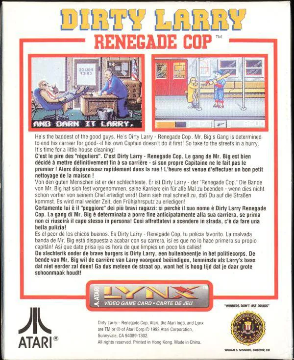 Dirty Larry: Renegade Cop box back