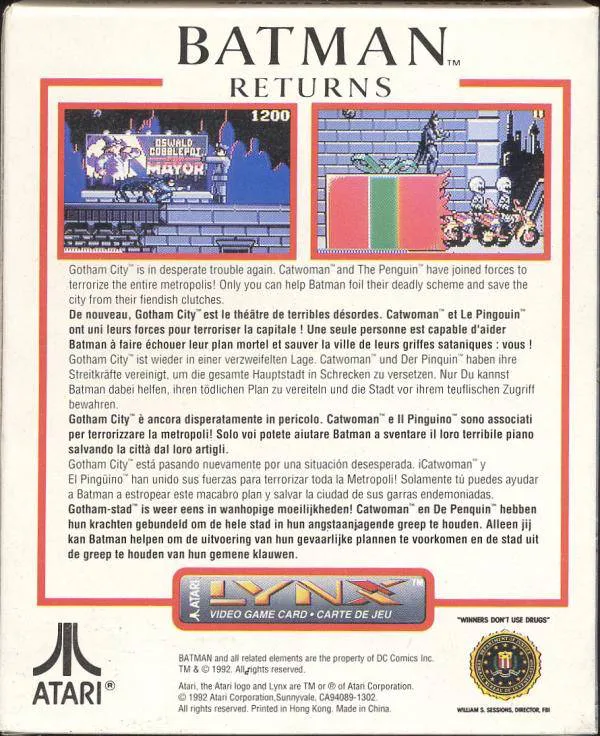 Batman Returns box back