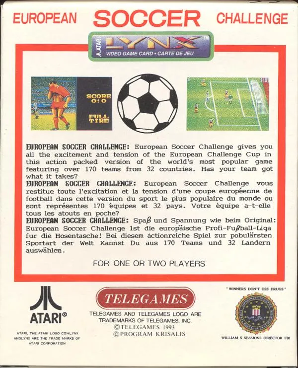European Soccer Challenge box back