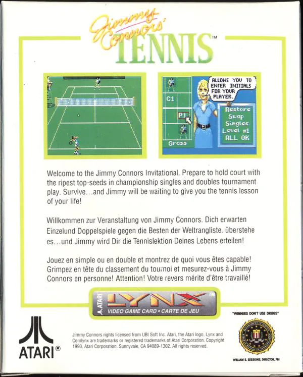 Jimmy Connors' Tennis box back