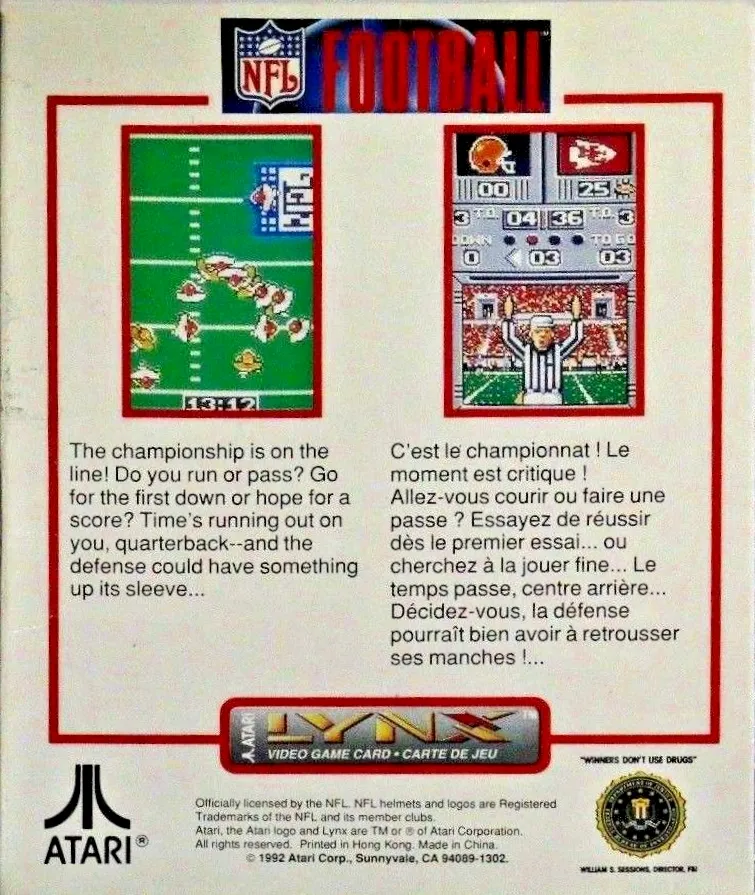 NFL Football box back