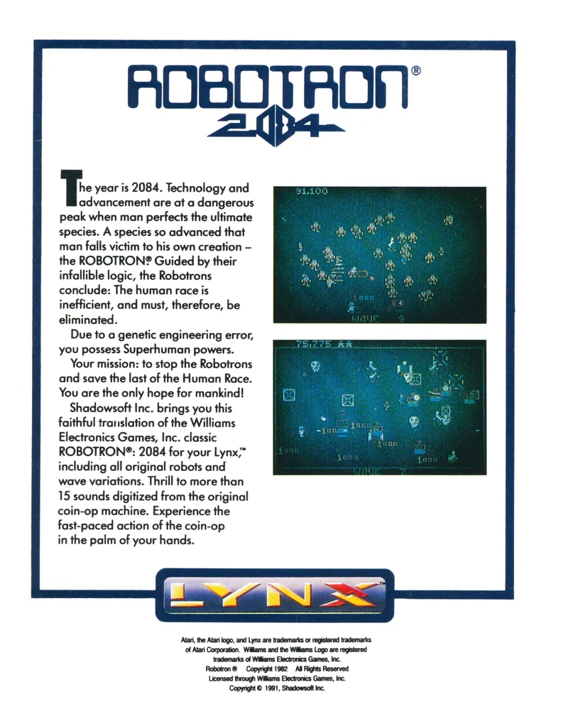 Robotron: 2084 box back