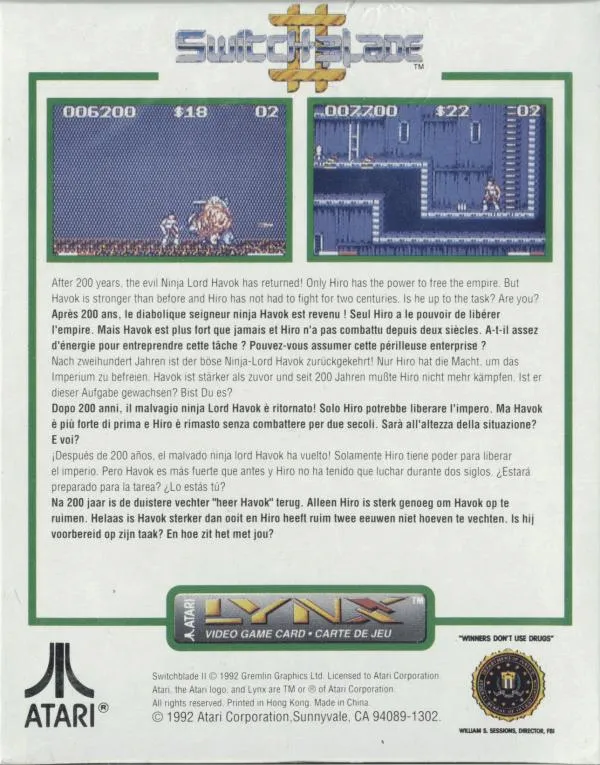 Switchblade II box back