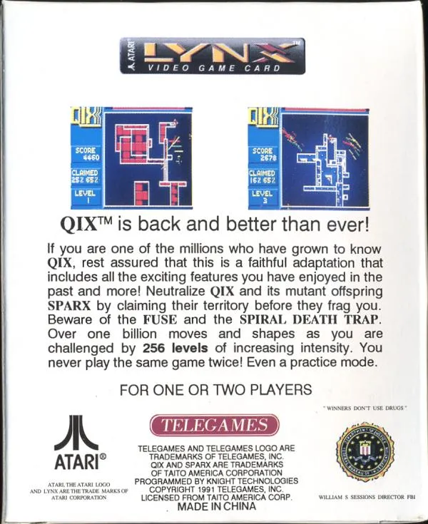 Qix box back