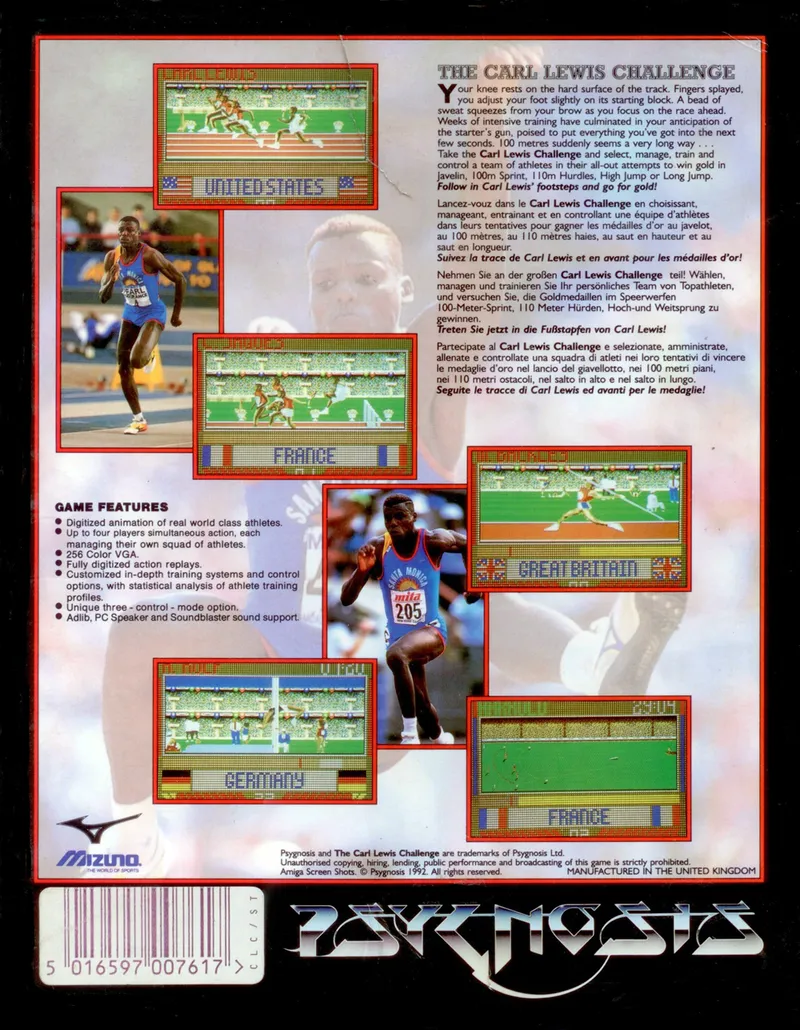 Carl Lewis Challenge, The box back